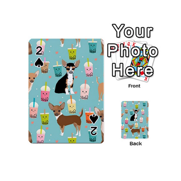 Chihuahua Bubble Kawaii Boba Tea Cute Dog Playing Cards 54 Designs (Mini)