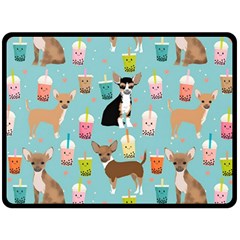 Chihuahua Bubble Kawaii Boba Tea Cute Dog Fleece Blanket (large) by Wav3s