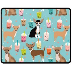 Chihuahua Bubble Kawaii Boba Tea Cute Dog Fleece Blanket (medium) by Wav3s