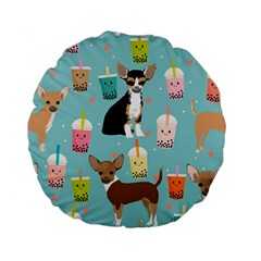 Chihuahua Bubble Kawaii Boba Tea Cute Dog Standard 15  Premium Round Cushions by Wav3s