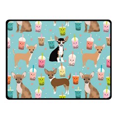 Chihuahua Bubble Kawaii Boba Tea Cute Dog Two Sides Fleece Blanket (small) by Wav3s