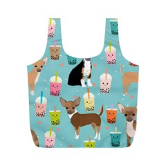 Chihuahua Bubble Kawaii Boba Tea Cute Dog Full Print Recycle Bag (m) by Wav3s