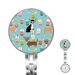 Chihuahua Bubble Kawaii Boba Tea Cute Dog Stainless Steel Nurses Watch by Wav3s