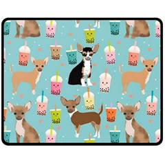 Chihuahua Bubble Kawaii Boba Tea Cute Dog Two Sides Fleece Blanket (medium) by Wav3s