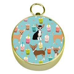 Chihuahua Bubble Kawaii Boba Tea Cute Dog Gold Compasses by Wav3s