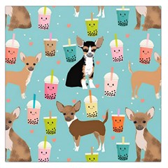 Chihuahua Bubble Kawaii Boba Tea Cute Dog Square Satin Scarf (36  X 36 ) by Wav3s