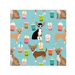 Chihuahua Bubble Kawaii Boba Tea Cute Dog Square Satin Scarf (30  X 30 ) by Wav3s