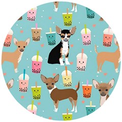 Chihuahua Bubble Kawaii Boba Tea Cute Dog Wooden Puzzle Round by Wav3s