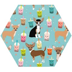 Chihuahua Bubble Kawaii Boba Tea Cute Dog Wooden Puzzle Hexagon by Wav3s