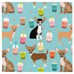 Chihuahua Bubble Kawaii Boba Tea Cute Dog Wooden Puzzle Square by Wav3s