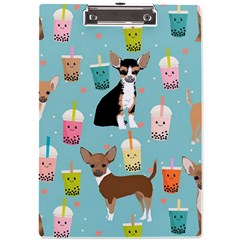 Chihuahua Bubble Kawaii Boba Tea Cute Dog A4 Acrylic Clipboard by Wav3s