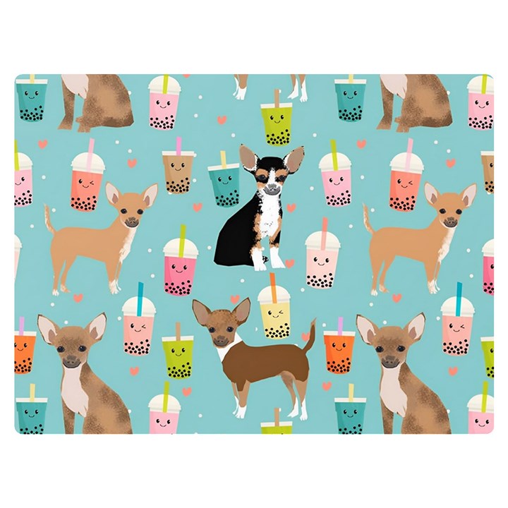 Chihuahua Bubble Kawaii Boba Tea Cute Dog Two Sides Premium Plush Fleece Blanket (Extra Small)