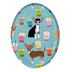 Chihuahua Bubble Kawaii Boba Tea Cute Dog Oval Glass Fridge Magnet (4 Pack) by Wav3s