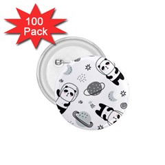 Panda Floating In Space And Star 1.75  Buttons (100 pack) 