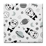 Panda Floating In Space And Star Tile Coaster Front