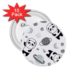 Panda Floating In Space And Star 2 25  Buttons (10 Pack)  by Wav3s