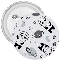 Panda Floating In Space And Star 3  Buttons by Wav3s