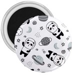 Panda Floating In Space And Star 3  Magnets Front