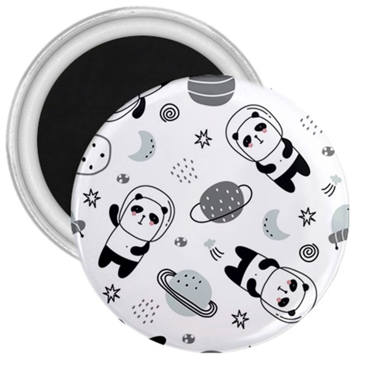 Panda Floating In Space And Star 3  Magnets