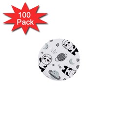 Panda Floating In Space And Star 1  Mini Buttons (100 Pack)  by Wav3s