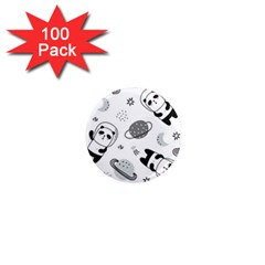 Panda Floating In Space And Star 1  Mini Magnets (100 Pack)  by Wav3s