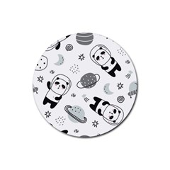 Panda Floating In Space And Star Rubber Coaster (Round)