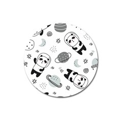 Panda Floating In Space And Star Magnet 3  (Round)