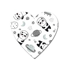 Panda Floating In Space And Star Heart Magnet by Wav3s