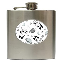 Panda Floating In Space And Star Hip Flask (6 Oz) by Wav3s