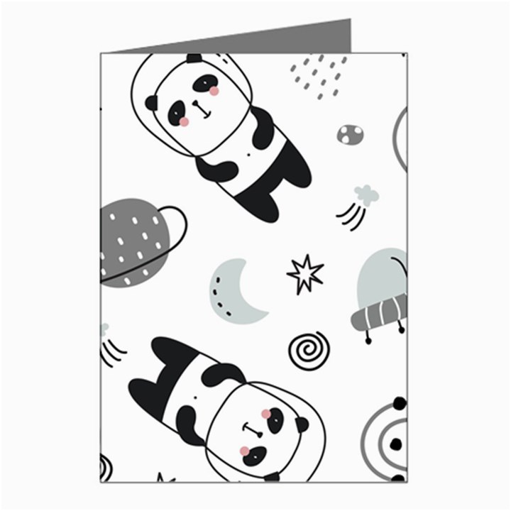 Panda Floating In Space And Star Greeting Cards (Pkg of 8)