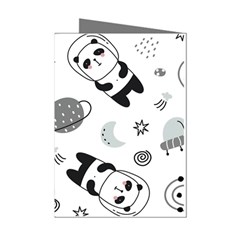 Panda Floating In Space And Star Mini Greeting Cards (pkg Of 8)