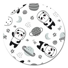 Panda Floating In Space And Star Magnet 5  (round) by Wav3s