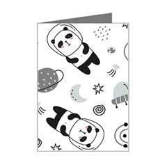 Panda Floating In Space And Star Mini Greeting Card by Wav3s