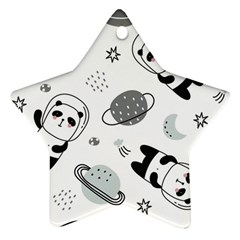 Panda Floating In Space And Star Star Ornament (two Sides) by Wav3s