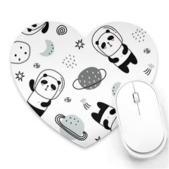 Panda Floating In Space And Star Heart Mousepad