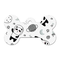 Panda Floating In Space And Star Dog Tag Bone (One Side)