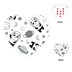 Panda Floating In Space And Star Playing Cards Single Design (heart) by Wav3s