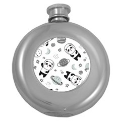 Panda Floating In Space And Star Round Hip Flask (5 Oz) by Wav3s