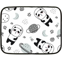 Panda Floating In Space And Star Fleece Blanket (mini) by Wav3s