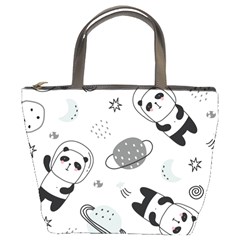 Panda Floating In Space And Star Bucket Bag