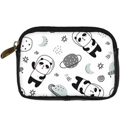 Panda Floating In Space And Star Digital Camera Leather Case by Wav3s