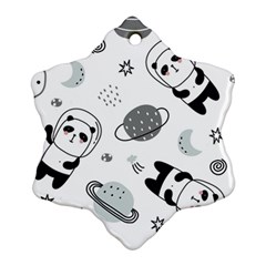 Panda Floating In Space And Star Ornament (snowflake) by Wav3s