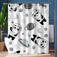 Panda Floating In Space And Star Shower Curtain 60  X 72  (medium)  by Wav3s