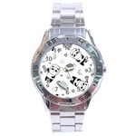 Panda Floating In Space And Star Stainless Steel Analogue Watch Front