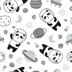 Panda Floating In Space And Star Play Mat (rectangle)