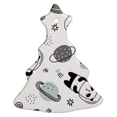 Panda Floating In Space And Star Christmas Tree Ornament (two Sides)