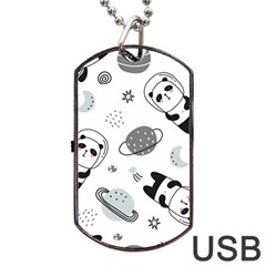 Panda Floating In Space And Star Dog Tag USB Flash (One Side)