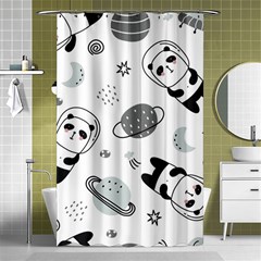 Panda Floating In Space And Star Shower Curtain 48  X 72  (small)  by Wav3s