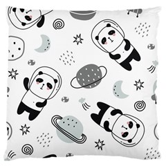 Panda Floating In Space And Star Large Cushion Case (one Side) by Wav3s