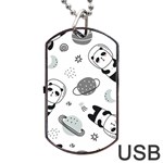 Panda Floating In Space And Star Dog Tag USB Flash (One Side) Front